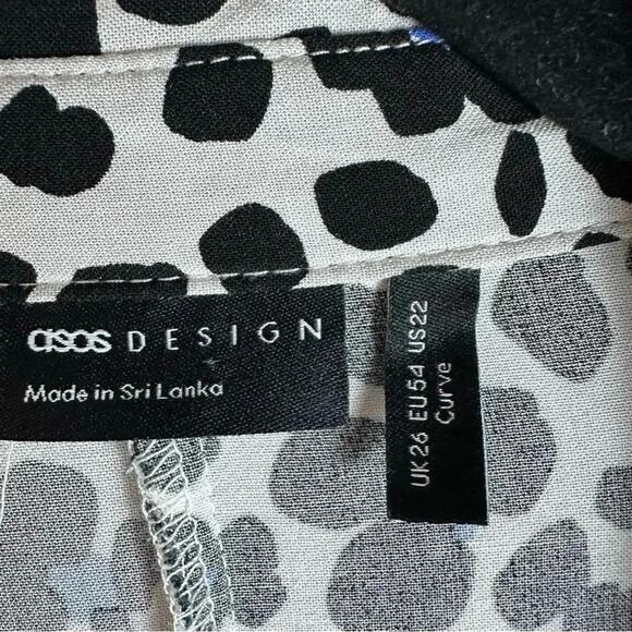 ASOS leopard print Blouse White black Blue Button Down oversize plus size - Picture 5 of 8